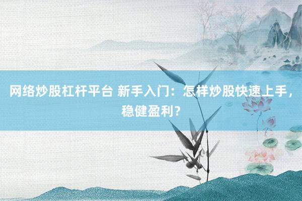网络炒股杠杆平台 新手入门：怎样炒股快速上手，稳健盈利？