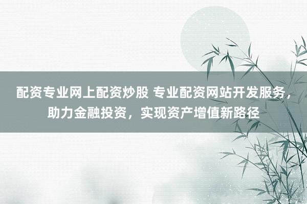 配资专业网上配资炒股 专业配资网站开发服务，助力金融投资，实现资产增值新路径