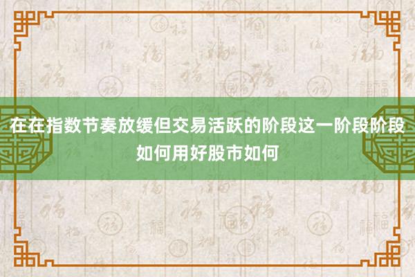 在在指数节奏放缓但交易活跃的阶段这一阶段阶段如何用好股市如何